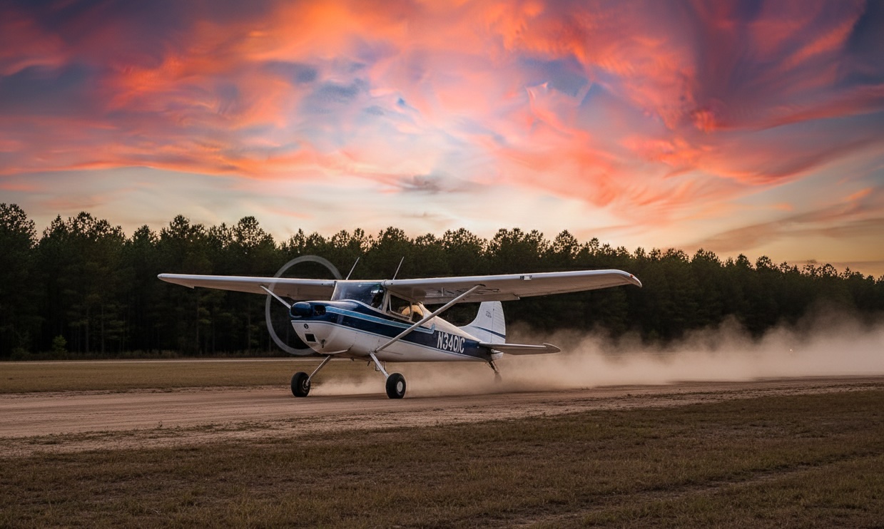 Cessna Super 170B at sunset
